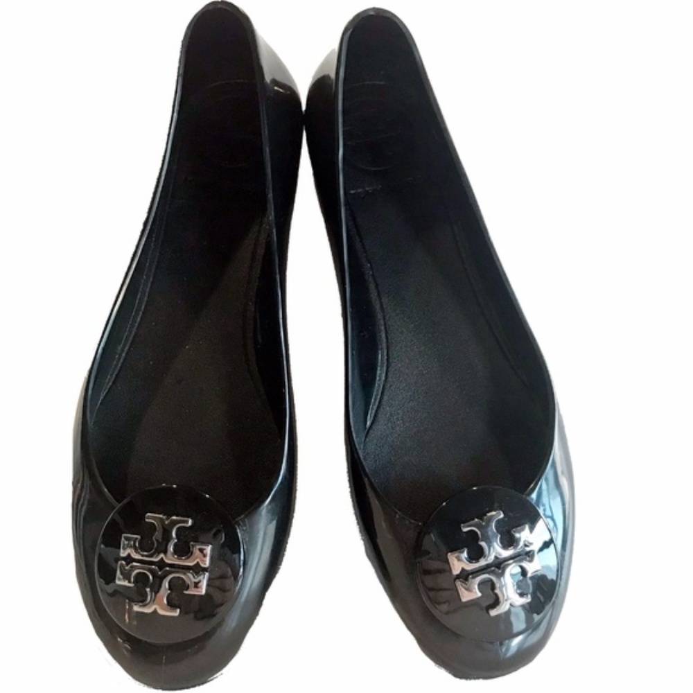 Tory Burch Jelly Ballet Flats w/ Silver logo Sz 6